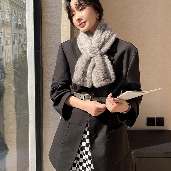Mink fur flower fur scarf women's winter double-sided woven fur neck