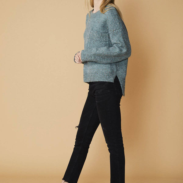 Women's Crewneck Pocket Front Sweater in Fall Sage