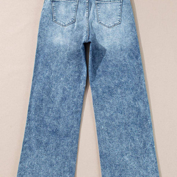 Dusk Blue Central Seamed Wide Leg High Waist Jeans