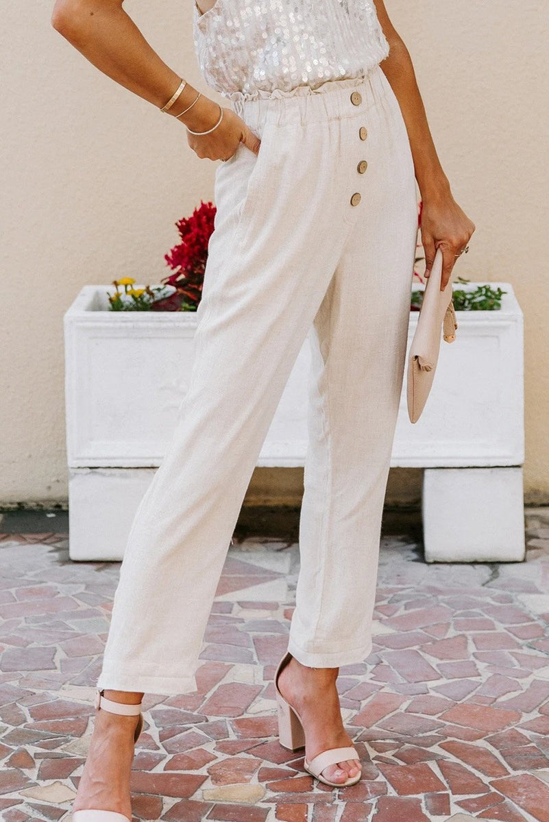 Linen Blend Pocketed Pants