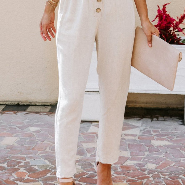 Linen Blend Pocketed Pants