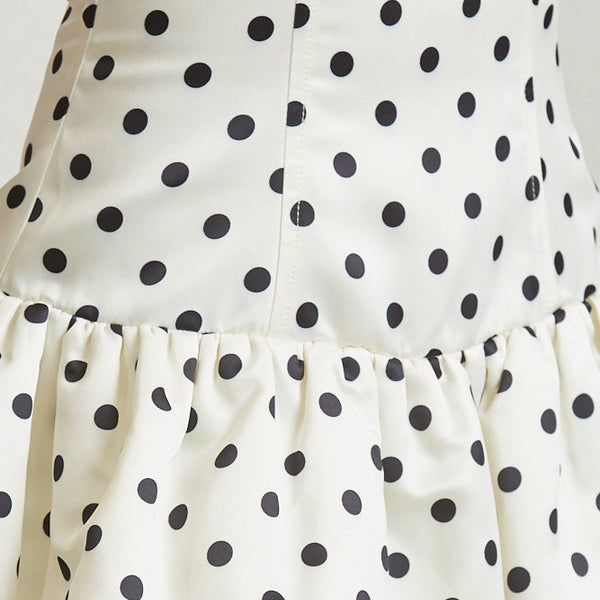 Polkadot Satin Off-Shoulder Bubble Dress