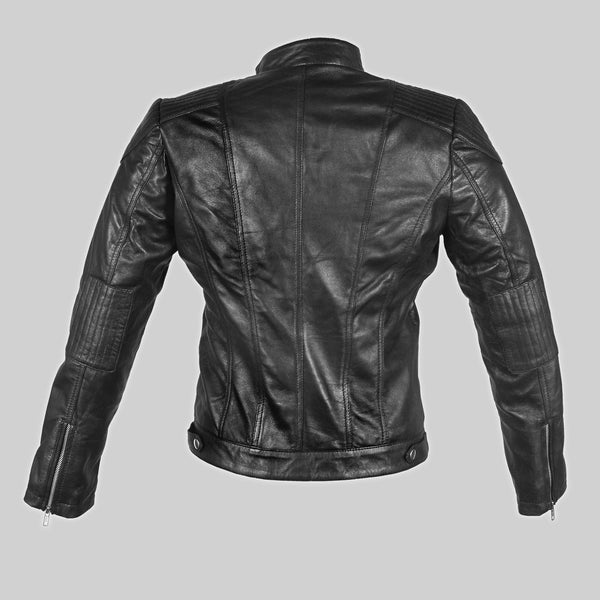 Classic Sheepskin Leather Jacket in Black for Women