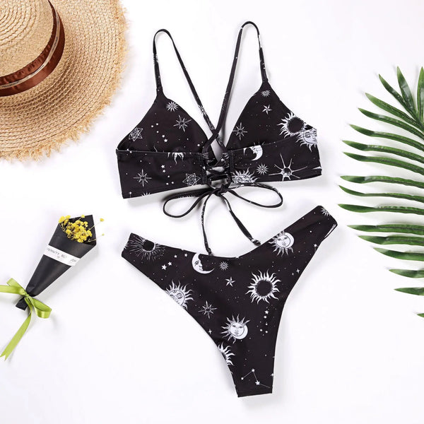 Sunflower Printed Bikini Set Sexy Swimwear Women 2025 Mujer Push Up