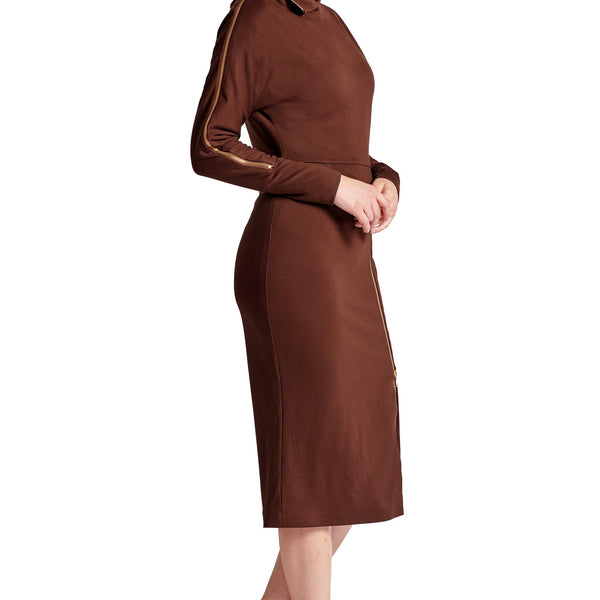 Josefa Asymmetric Dress -  Long sleeve convertible midi dress with