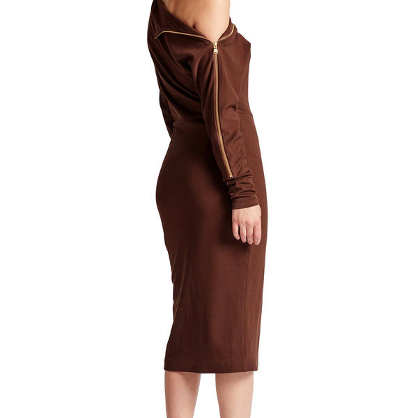 Josefa Asymmetric Dress -  Long sleeve convertible midi dress with