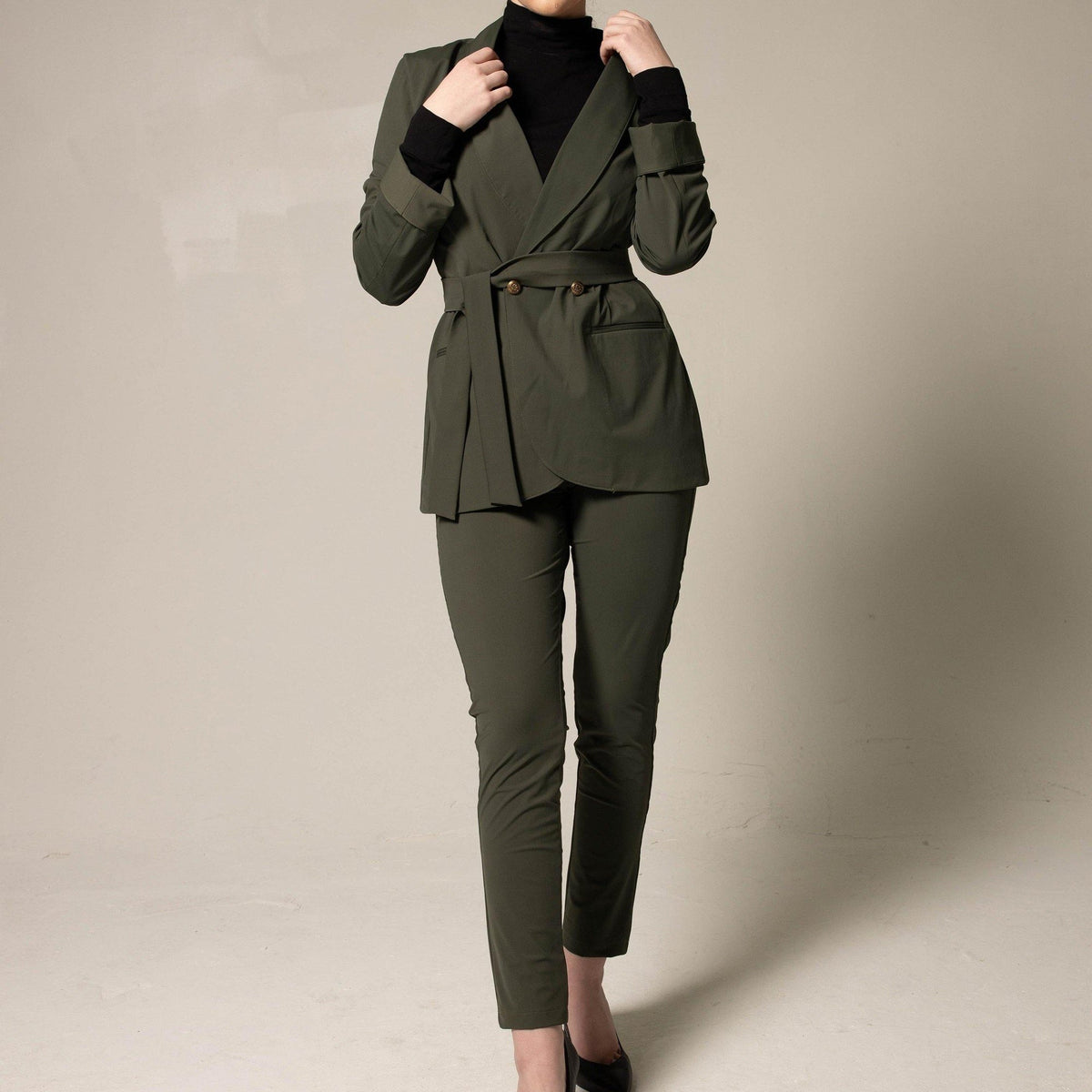 Olive Skinny Pants Womens Trousers