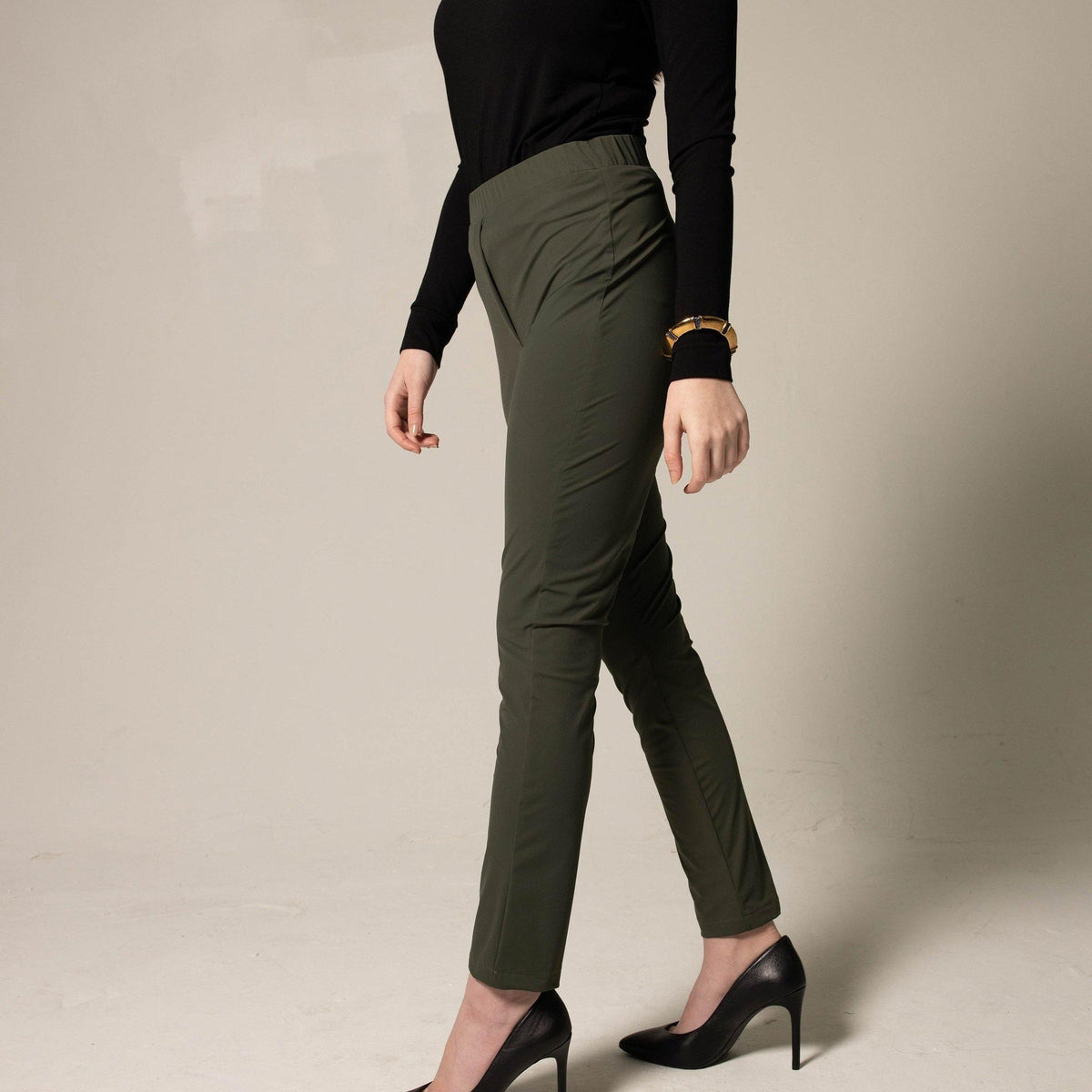 Olive Skinny Pants Womens Trousers