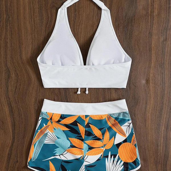 Halter Bikini Set Short Swimsuit Women High Waist Swimwear Female