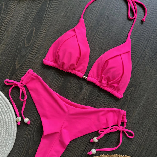 2025 New Sexy Triangle Bathing Suit for Women Brazilian Bikinis Halter