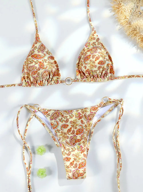 Sexy Triangle Chains Bikini Sets Micro Thongs Swimsuit Women Bathing