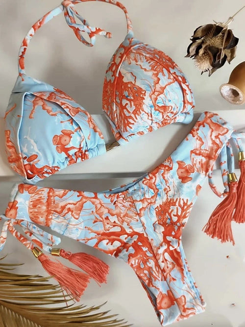2022 Bikini Set Women Swimwear Push Up Swimsuit Bottom Print Brazilian