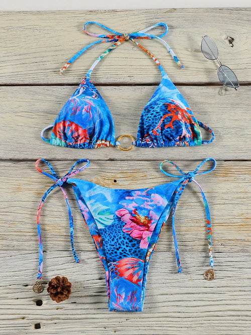Sexy Triangle Chains Bikini Sets Micro Thongs Swimsuit Women Bathing