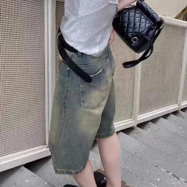 S-4XL Denim Shorts Women Chic Leisure Streetwear High Waist Korean
