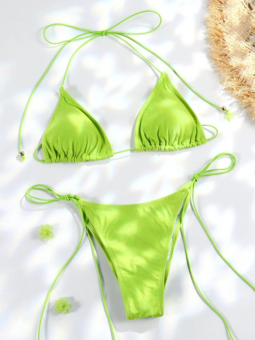 Sexy Triangle Mini Bikini Sets Micro Thongs Swimsuit Women Bathing