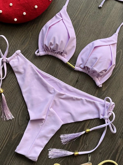 2025 New Sexy Triangle Bathing Suit for Women Brazilian Bikinis Halter