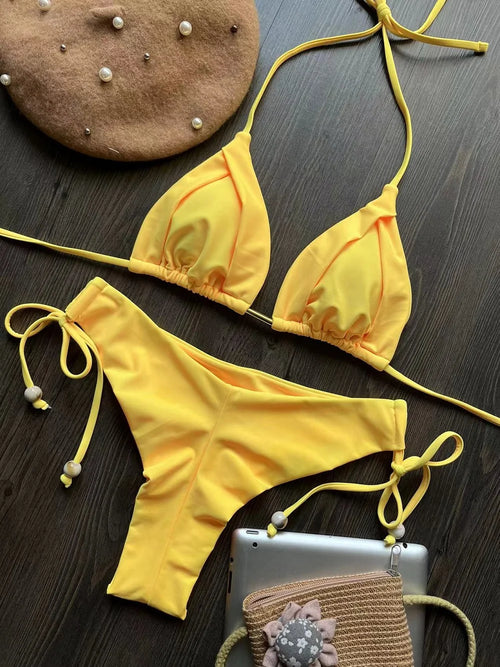 2025 New Sexy Triangle Bathing Suit for Women Brazilian Bikinis Halter
