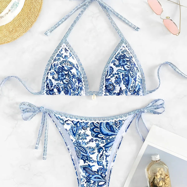 2024 Halter String Triangle Two Piece Bikini Women Swimwear Female