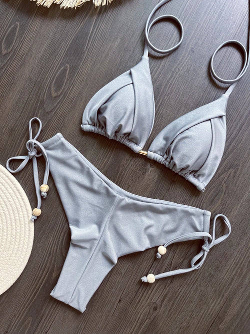 2025 New Sexy Triangle Bathing Suit for Women Brazilian Bikinis Halter