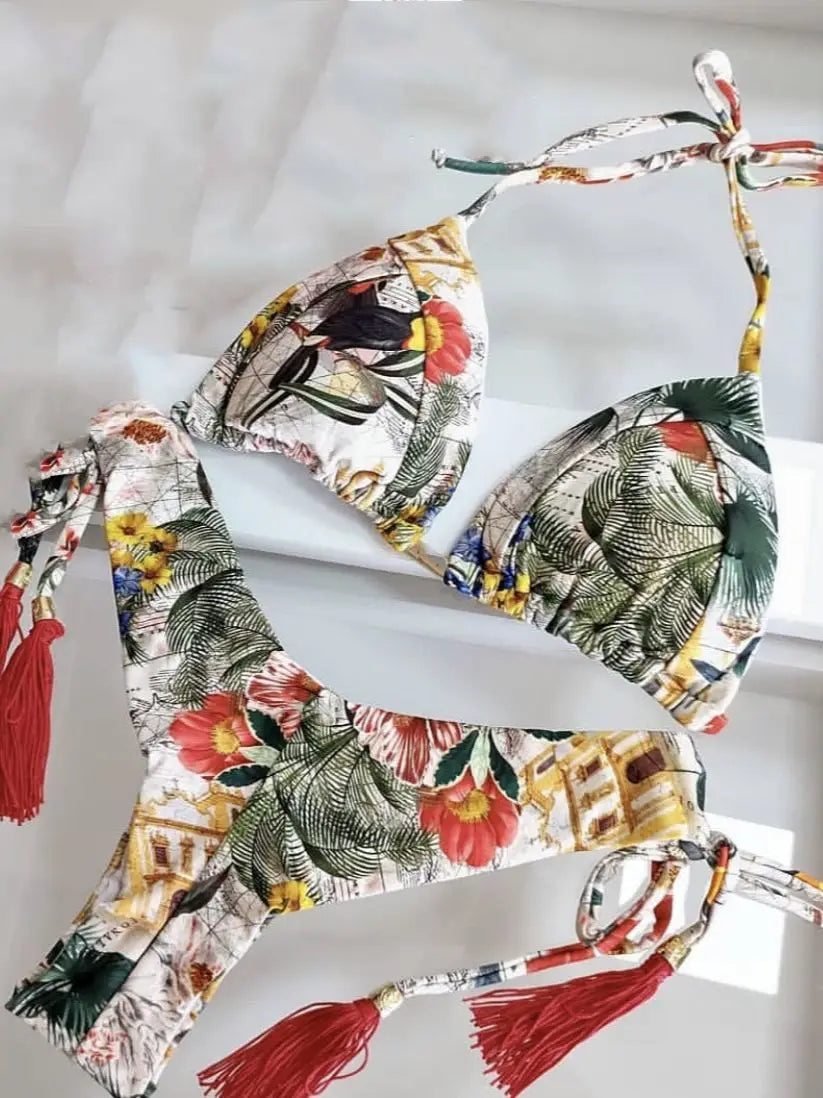 2022 Bikini Set Women Swimwear Push Up Swimsuit Bottom Print Brazilian