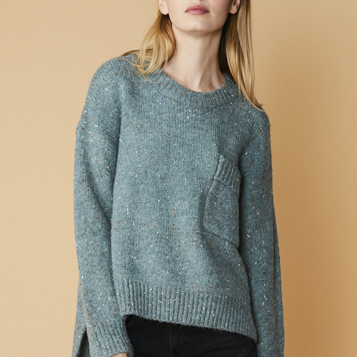 Women's Crewneck Pocket Front Sweater in Fall Sage
