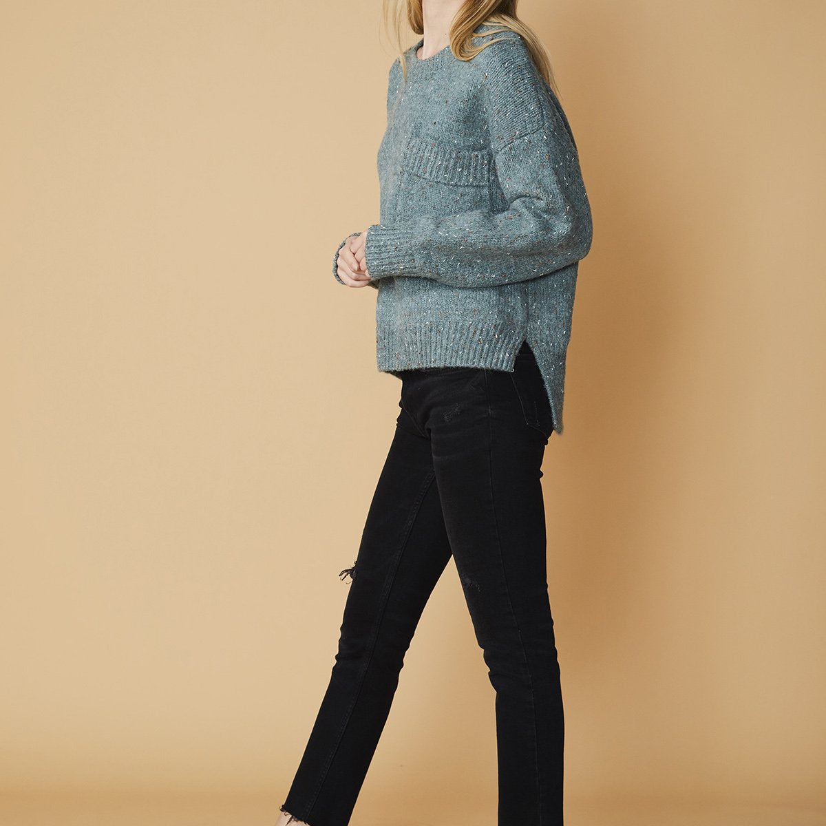 Women's Crewneck Pocket Front Sweater in Fall Sage