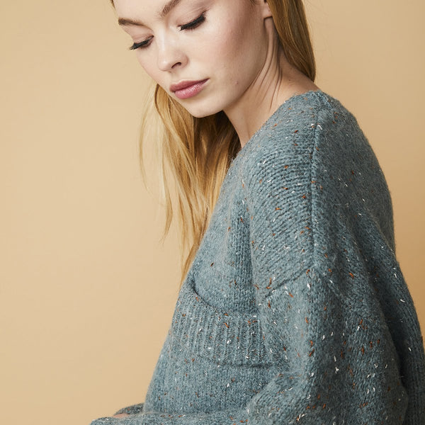 Women's Crewneck Pocket Front Sweater in Fall Sage