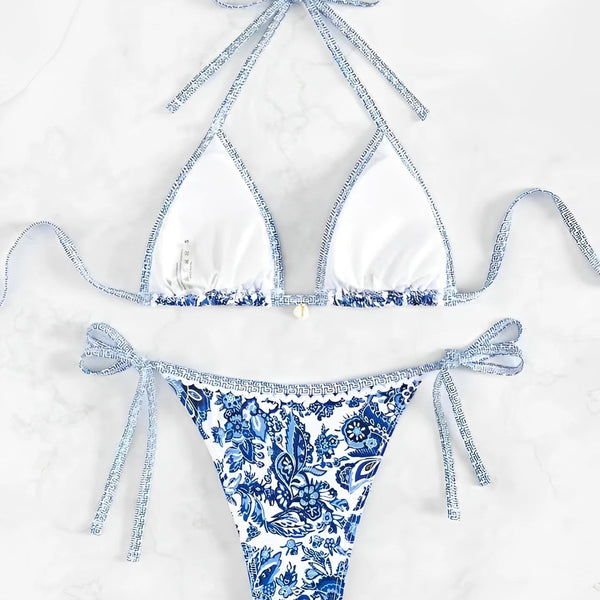 2024 Halter String Triangle Two Piece Bikini Women Swimwear Female