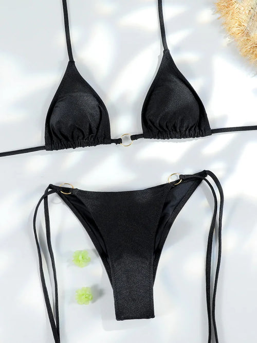 Sexy Triangle Chains Bikini Sets Micro Thongs Swimsuit Women Bathing