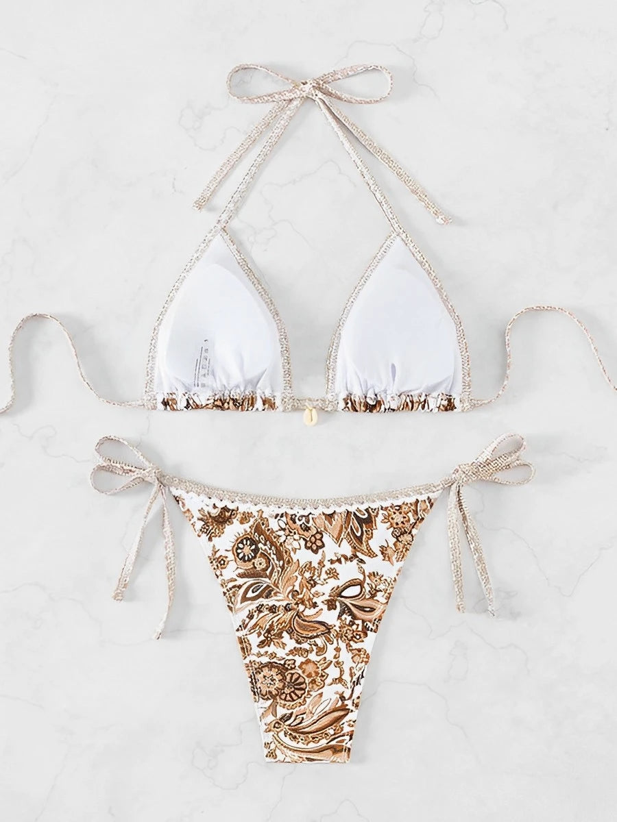 2024 Halter String Triangle Two Piece Bikini Women Swimwear Female