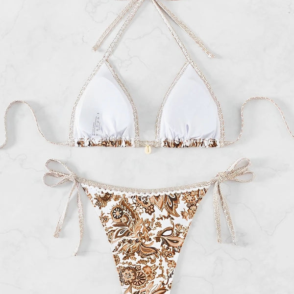 2024 Halter String Triangle Two Piece Bikini Women Swimwear Female