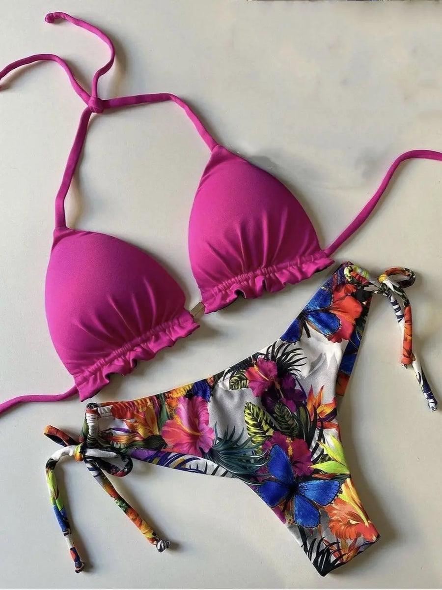 2022 Bikini Set Women Swimwear Push Up Swimsuit Bottom Print Brazilian