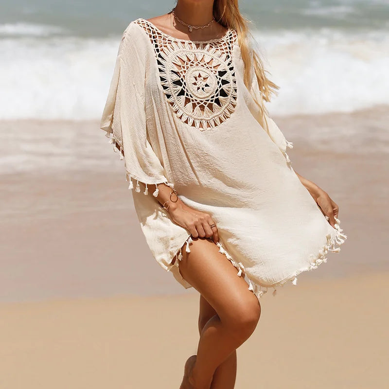 CROCHET BIKINI Cover Up Sexy Swimsuit Beach Dress Women 2023 Summer