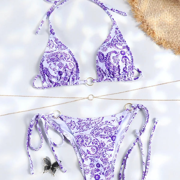 Sexy Triangle Chains Bikini Sets Micro Thongs Swimsuit Women Bathing