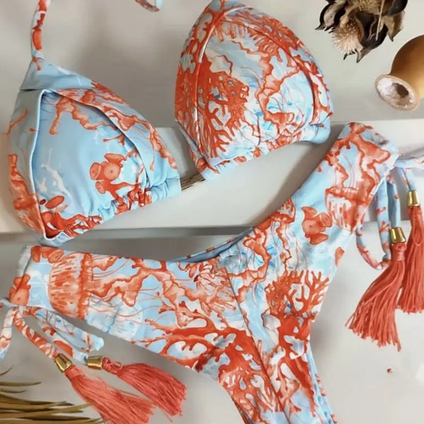 2022 Bikini Set Women Swimwear Push Up Swimsuit Bottom Print Brazilian
