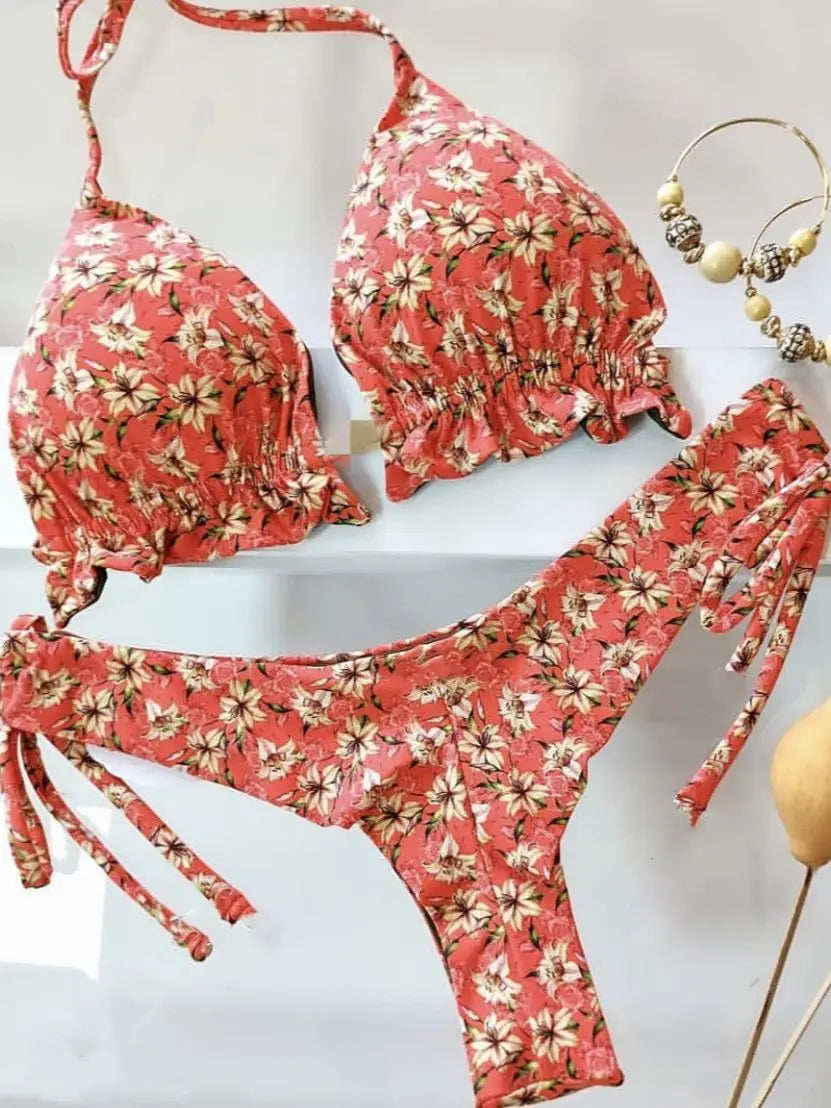 2022 Bikini Set Women Swimwear Push Up Swimsuit Bottom Print Brazilian