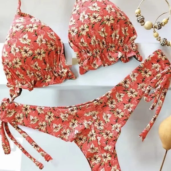 2022 Bikini Set Women Swimwear Push Up Swimsuit Bottom Print Brazilian