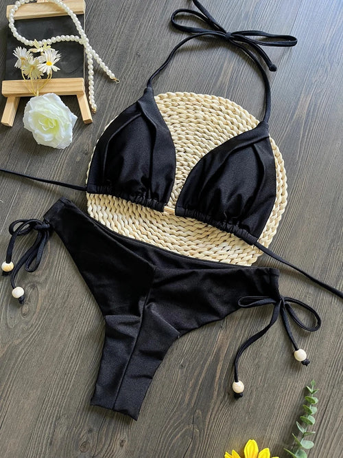 2025 New Sexy Triangle Bathing Suit for Women Brazilian Bikinis Halter