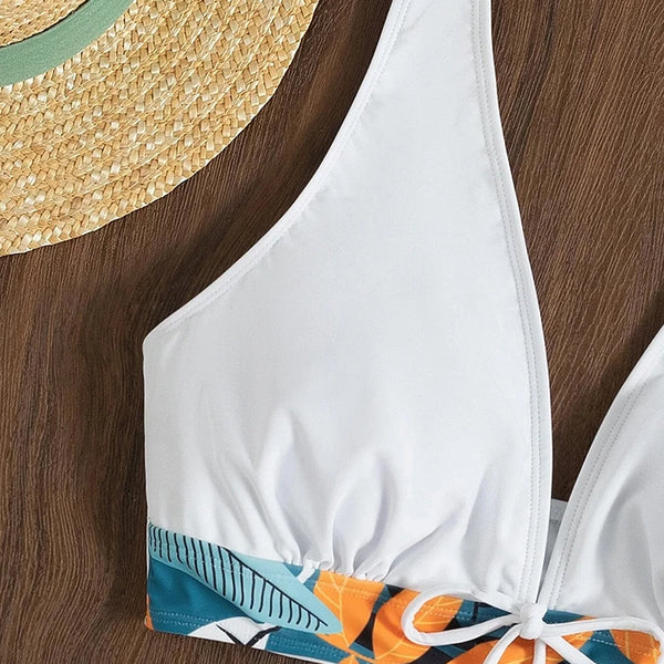 Halter Bikini Set Short Swimsuit Women High Waist Swimwear Female