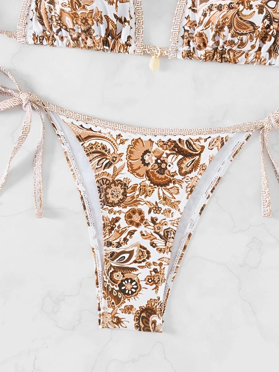 2024 Halter String Triangle Two Piece Bikini Women Swimwear Female