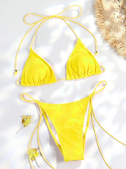 Sexy Triangle Mini Bikini Sets Micro Thongs Swimsuit Women Bathing