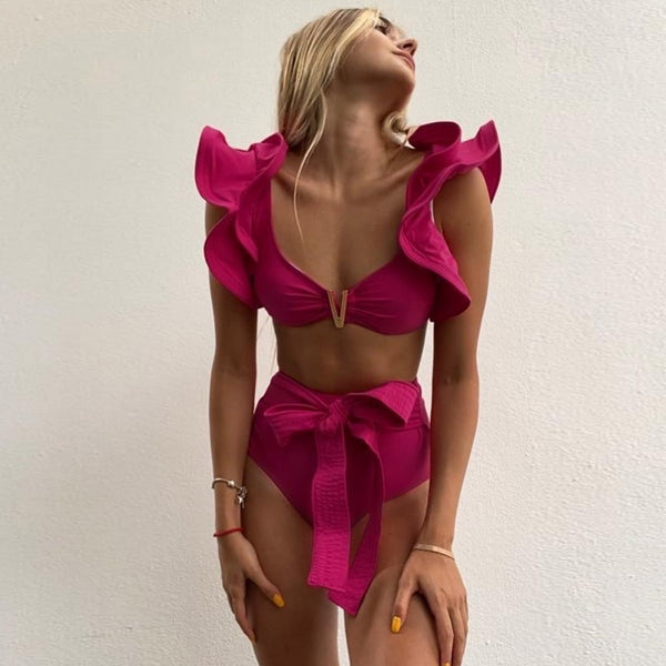 Bathing Suit Beachwear Biquini | Swimwear Female Floral Ruffle -
