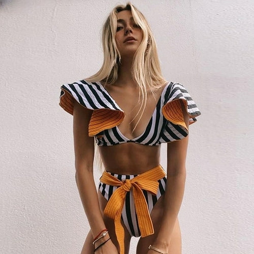 Bathing Suit Beachwear Biquini | Swimwear Female Floral Ruffle -
