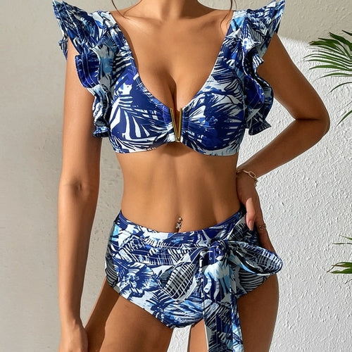 Bathing Suit Beachwear Biquini | Swimwear Female Floral Ruffle -