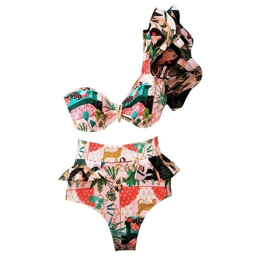 Bathing Suit Beachwear Biquini | Swimwear Female Floral Ruffle -