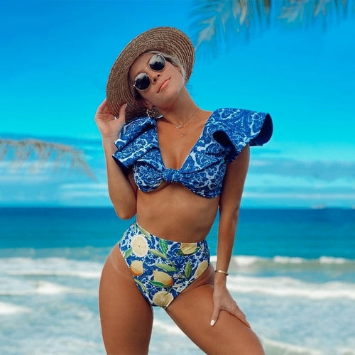 Bathing Suit Beachwear Biquini | Swimwear Female Floral Ruffle -