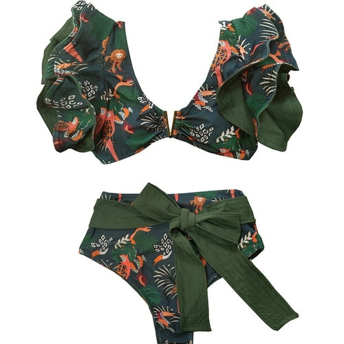 Bathing Suit Beachwear Biquini | Swimwear Female Floral Ruffle -