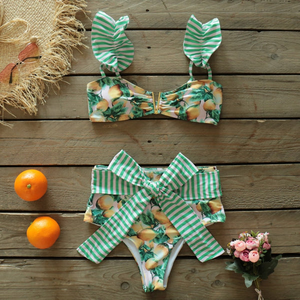 Bathing Suit Beachwear Biquini | Swimwear Female Floral Ruffle -