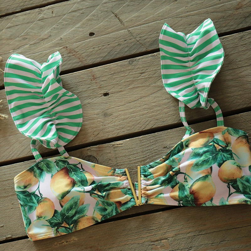 Bathing Suit Beachwear Biquini | Swimwear Female Floral Ruffle -