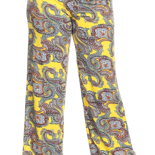 White Mark PS550-302-3XL Women Plus Size Paisley Printed Palazzo Pants